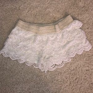 I Love S&S Crochet Flap Layered Shorts